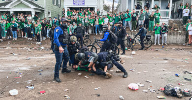 UD St. Patrick’s Day ends in six arrests, vehicle destroyed: PHOTOS
